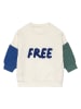 Lässig Sweatshirt "Little Gang Free" in Creme/ Dunkelblau/ Grün