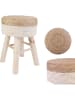 Ethnical Life Hocker in Hellbraun/ Creme - (H)43,5 x Ø 29 cm