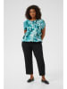 KAFFE curve Bluzka w kolorze turkusowo-białym