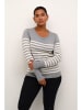 KAFFE curve Pullover "Lizzy" in Grau/ Weiß