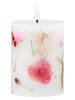 GILDE LED-Stumpenkerze "Dry Flower" in Rosa/ Weiß - (H)10 x Ø 7,5 cm