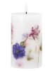 GILDE LED-Stumpenkerze "Dry Flower" in Weiß/ Bunt - (H)12,5 x Ø 7,5 cm