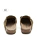 teegu Leder-Clogs in Khaki