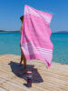 Samimi Hamamtuch "Malibu" in Fuchsia/ Weiß - (L)180 x (B)100 cm