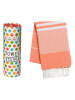 Samimi Hamamtuch "Malibu" in Orange/ Weiß - (L)180 x (B)100 cm