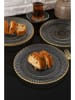 Hermia 4er-Set: Dessertteller in Transparent/ Gold - Ø 21 cm