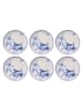 Hermia 6-delige set: dessertborden wit/blauw - Ø 19,3 cm