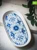Hermia 2er-Set: Servierplatten in Weiß/ Blau - (L)29 x (B)17 cm
