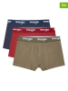 Wrangler 3er-Set: Boxershorts "Cadby" in Dunkelblau/ Rot/ Khaki