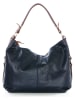 Anna Morellini Leder-Schultertasche "Noalia" in Dunkelblau/ Braun - (B)32 x (H)25 x (T)12 cm