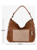 Anna Morellini Leder-Schultertasche "Noalia" in Camel - (B)32 x (H)25 x (T)12 cm