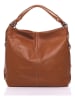 Anna Morellini Leder-Schultertasche "Ingrid" in Hellbraun - (B)36 x (H)39 x (T)16 cm