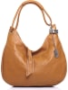 Anna Morellini Leder-Schultertasche "Alba" in Hellbraun - (B)38 x (H)34 x (T)10 cm