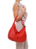 Anna Morellini Leder-Schultertasche "Alba" in Rot - (B)38 x (H)34 x (T)10 cm