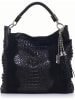 Anna Morellini Leder-Schultertasche "Alessandra" in Schwarz - (B)38 x (H)36 x (T)14 cm