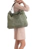 Anna Morellini Leder-Schultertasche "Alessandra" in Khaki - (B)38 x (H)36 x (T)14 cm