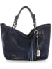 Anna Morellini Leder-Shopper "Solana" in Dunkelblau - (B)42 x (H)30 x (T)20 cm