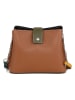 Anna Morellini Leder-Umhängetasche "Ciosa" in Hellbraun/ Schwarz - (B)22 x (H)17 x (T)10 cm