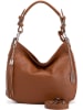 Anna Morellini Leder-Schultertasche "Fiorella" in Hellbraun - (B)30 x (H)27 x (T)9 cm