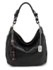 Anna Morellini Leder-Schultertasche "Fiorella" in Schwarz - (B)30 x (H)27 x (T)9 cm