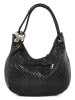 Anna Morellini Leder-Schultertasche "Concetta" in Schwarz - (B)38 x (H)34 x (T)19 cm