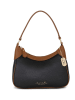 Anna Morellini Leder-Schultertasche "Sabbatina" in Schwarz/ Camel - (B)30 x (H)20 x (T)12 cm