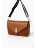 Anna Morellini Leren schoudertas "Stefanetta" cognackleurig - (B)24 x (H)16 x (D)6,5 cm