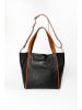 Anna Morellini Leren shopper "Giusermina" zwart/lichtbruin - (B)44 x (H)30 x (D)18 cm