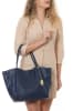 Anna Morellini Leder-Shopper "Magliana" in Dunkelblau - (B)44 x (H)30 x (T)16 cm