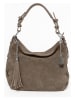 Anna Morellini Leder-Schultertasche "Forena" in Taupe - (B)32 x (H)25 x (T)11 cm
