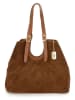 Anna Morellini Leder-Schultertasche "Cletta" in Hellbraun - (B)42 x (H)33 x (T)14 cm