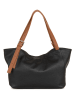 Anna Morellini Leder-Schultertasche in Schwarz/ Camel - (B)32 x (H)23 x (T)13 cm