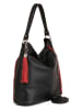 Anna Morellini Leren schoudertas "Anita" zwart/rood - (B)35 x (H)34 x (D)12 cm