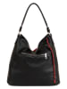 Anna Morellini Leder-Schultertasche "Anita" in Schwarz/ Rot - (B)35 x (H)34 x (T)12 cm