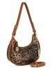 Anna Morellini Leder-Schultertasche "Erneste" in Hellbraun/ Schwarz - (B)22 x (H)12 x (T)9 cm