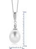 Diamant Exquis Witgouden ketting met diamant-zoetwaterparel-hanger - (L)45 cm