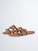 Liu Jo Leren slippers lichtbruin/bruin