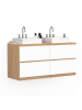 IDOMYA Essentials Waschtischunterschrank "Tom" in Weiß/ Hellbraun - (B)120 x (H)60 x (T)45 cm