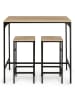 IDOMYA Factory 3tlg.Set: Esszimmertisch mit Barhockern "Memphis" in Hellbraun/ Schwarz