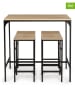 IDOMYA Factory 5tlg.Set: Esszimmertisch mit Barhockern "Memphis" in Hellbraun/ Schwarz