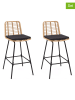 IDOMYA Factory 2er-Set: Barhocker ''Cuba'' in Beige/ Schwarz - (B)47 x (H)102 x (T)52 cm
