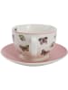 Clayre & Eef Filiżanka w kolorze biało-jasnoróżowym do kawy - 200 ml