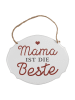 Clayre & Eef Textschild in Weiß - (B)18 x (H)15 cm