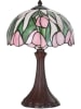 Clayre & Eef Tafellamp "Tiffany" lichtroze/groen - (H)40 x Ø 27 cm