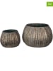 Clayre & Eef 2er-Set: Blumentöpfe in Grau/ Gold