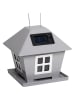 Garden Hero LED-Solar-Vogelfutterhaus in Grau - (B)17 x (H)16 x (T)16 cm 