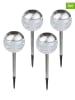 Profigarden 4-delige set: ledsolartuinstekers zilverkleurig - (H)30 cm