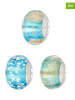 CHARM'S 3-delige set: zilveren beads met muranoglas