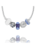 CHARM'S 5er-Set: Silber-Beads mit Muranoglas und Edelsteinen