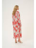 Kaffe Kleid in Rot/ Hellgrau